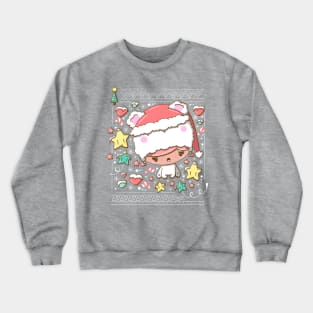 Cute festive polar bear bubble head girl in kawaii style Crewneck Sweatshirt